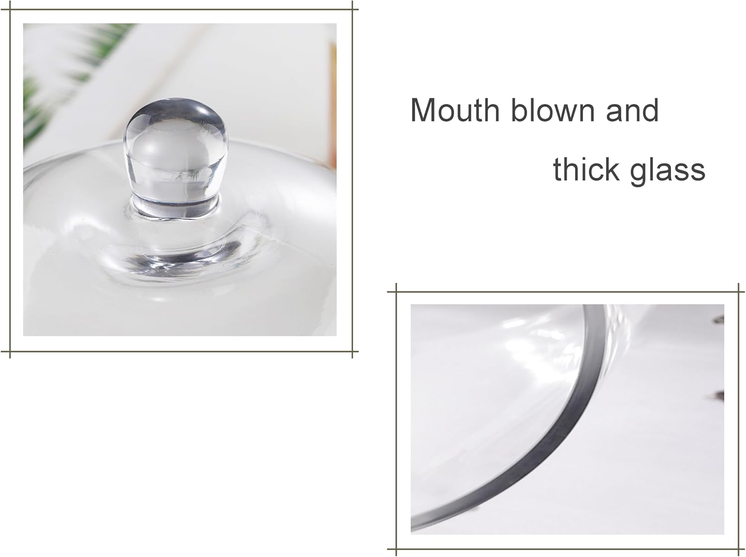 7.5 Tall Handmade Glass Cloche, Thick & Sturdy, Dia 5xH 7.5, For Terrarium, Plants, Trinkets, Cakes, Figurines, LED Light String, Candle. Cloche Glass Dome, Bell Jar Display Case (1, 5.12x7.48)